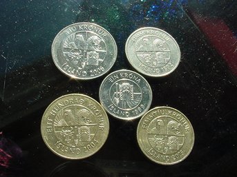 Group Of 5 Coins From ICELAND