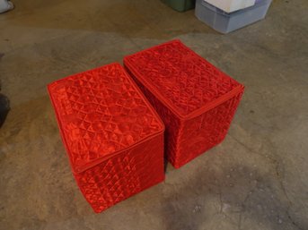 Pair Of Red Ornament Storage Containers