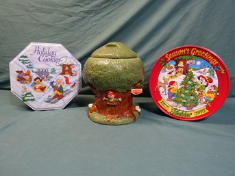 Keebler Elf Tree Cookie Jar And Tins