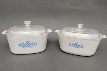 Pair Of Vintage Corning Ware Caserole Baking Dishes With Lids