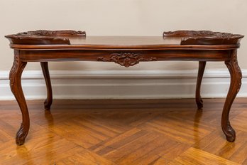 1940s Hand-Carved Mahogany Coffe Table