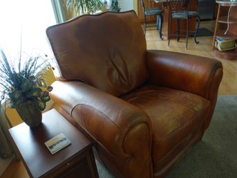 A Refined, Overstuffed Leather Reclining Chair