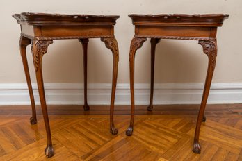 Pair Of Vintage Mahogany Side Tables With Ball And Claw Feet