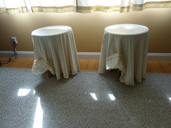 Area Tables With Glass Tops And Cloth Covers