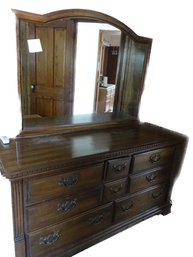 Large Wooden Dresser With Mirror.
