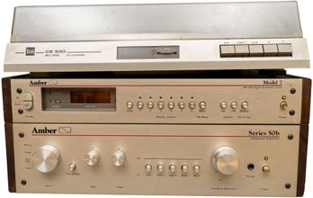 Vintage Amber Series 50b Amplifier, Amber Model 7 Digital Tuner, And Dual CS 530 Belt Drive Turntable