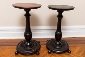 Pair Of Wood Plant Pedestal Stands