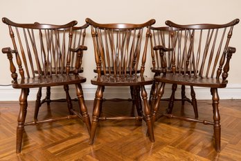 Set Of Six Brace Back Windsor Farmhouse Style Dining Chairs