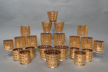 Collection Of Vintage Mid Century Culver 22K Canella Pattern Glasses