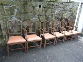 Set Of Six Vintage Wood Dining Chairs.