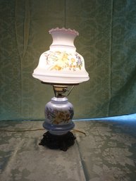 White Hurricane Lamp With Two Lights