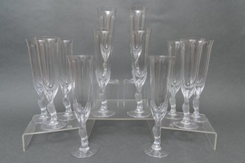 Set Of 12 Vintage Igor Carl Faberge Kissing Doves Champagne Flutes