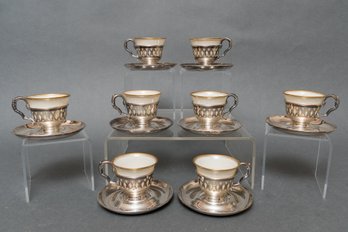 Set Of Eight Lenox And Sheffield Silver On Copper Demitasse Espresso Cups