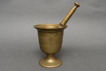 Vintage Solid Brass Mortar And Pestle