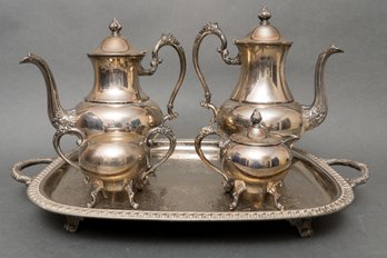 Sheridan Silverplated Tea And Coffee Set And Leonard Tray