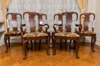 Set Of Six Hickory Chair Mahogany Traditional Style Splat Back Dinning Chairs