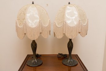 Pair Of Vintage Shabby Chic Table Lamps