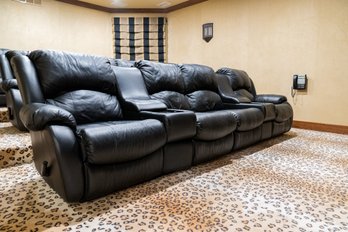 Set Of Four Leather Theatre Reclining Seats (1of 3)