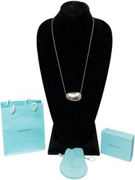 Tiffany & Co. Elsa Peretti Sterling Silver Large Bean Pendant And Necklace