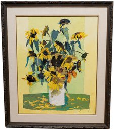 Signed Andrew Shunney Titled 'Sunflowers' Oil On Canvas Painting