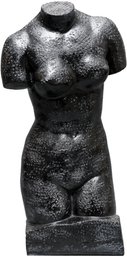 Hammered Black Finish Metal Female Torso Sculpture