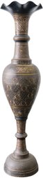 Large Anodized Etched Brass Decorative Vase