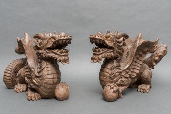 Pair Of Resin Dragon Figurines