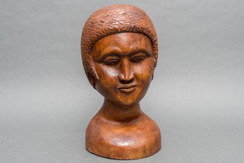 Carved Wood Female Bust Figurine