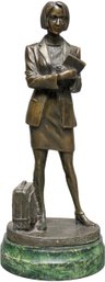 Executive Business Woman With Briefcase Bronze Sculpture