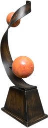 Double Orange Ball Art Sculpture