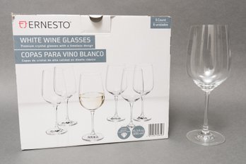 NEW! Six Ernesto White Wine Crystal Glasses