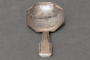 Antique Georgian Sterling Silver Tea Caddy Spoon With Octagonal Faceted Design
