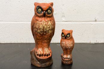 Pair Of Paper Mache Owls By Ragon House