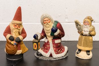 Collection Of Ino Schaller Limited Production Hand Made Papier Mache Santa Figurines