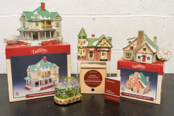 Pair Of Lemax Dickensvale Collectible Lighted Houses And More