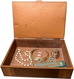 Assorted Costume Jewelry And Box