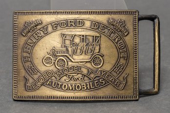 Henry Ford Detroit Model T Brass Belt Buckle