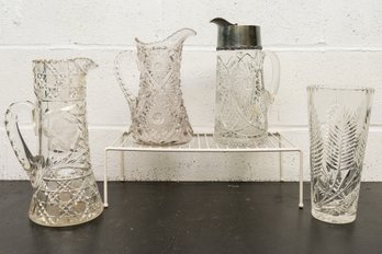 Collection Of Cut Crystal Vases And Pitchers