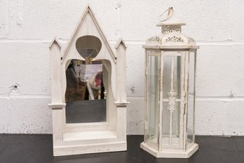 Steeple Mirror Display Cabinet And Glass Lantern