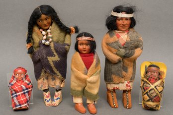 Set Of Four Vintage Native American Skookum Dolls