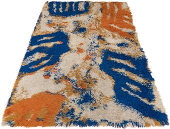 Mid-Century Modern Multi-Color Wool Rya Area Rug