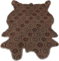 Turkish Hand Woven Cowhide Style Wool Area Rug