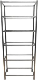 Six Shelf Metal And Glass Shelving Unit