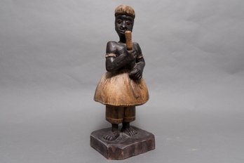 Hand Carved Afro-Brazilian Wood Statue Signed Otavio Fi
