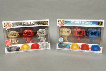 Pair Of Funko Pop! DC Comics 'The Flash & Wonder Woman' 3 Pack Figurines