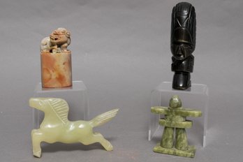Collection Of Hand Carved Jade Figurines And More