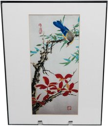 Signed Chinese Framed Bird Print