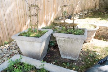 Pair Of Large Square Cement Planters