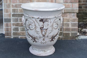 Italian Urn Planter With Neoclassical Hand Painted Design ( 1 Of 2)