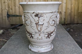 Italian Urn Planter With Neoclassical Hand Painted Design ( 2 Of 2)